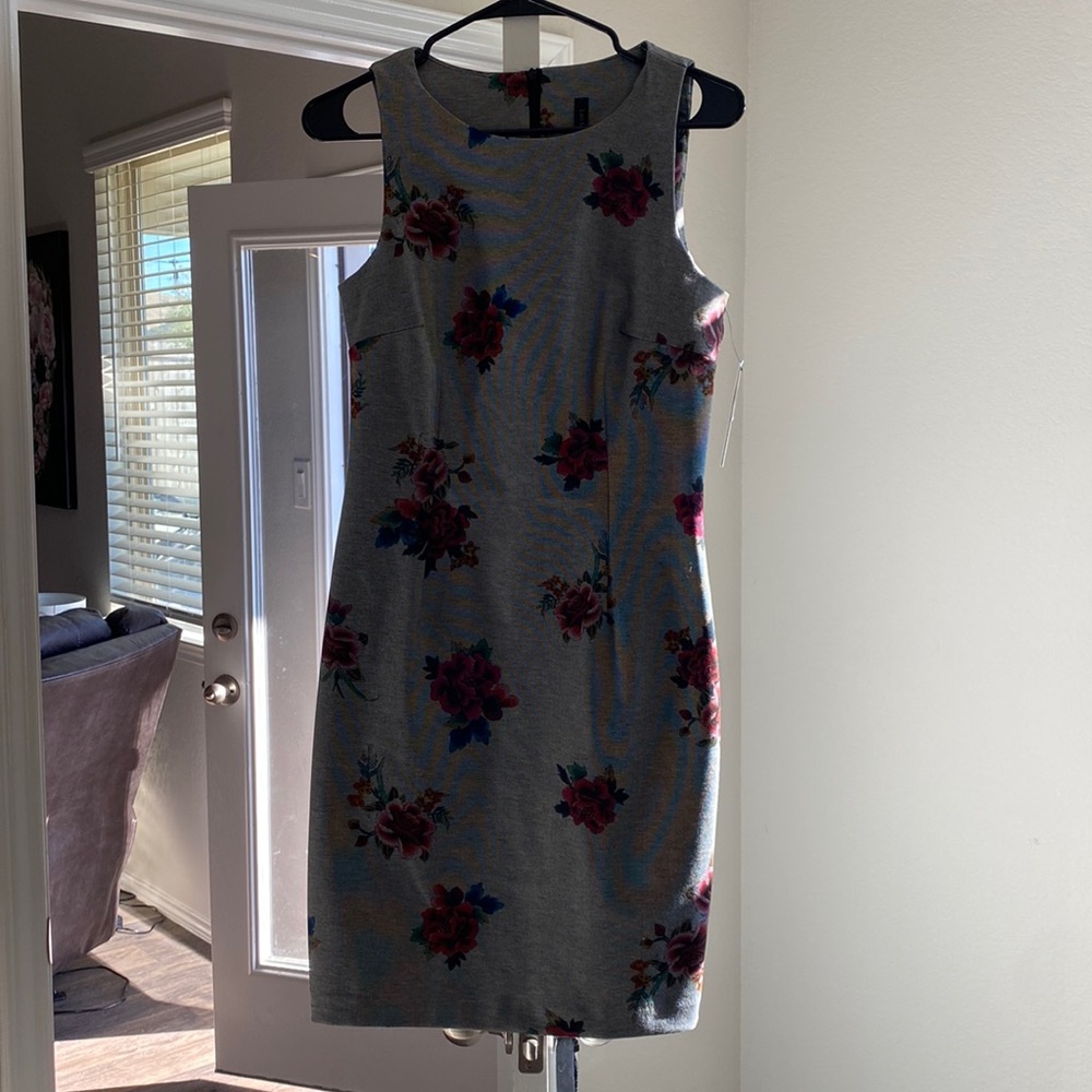 Grey flower work dress